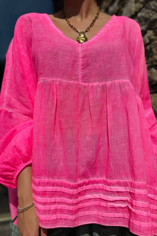 Made in Italy Sa Caleta Cotton Artist Smock Popsicle Pink